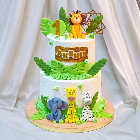 Animal Theme 2 Tier Kids Cake