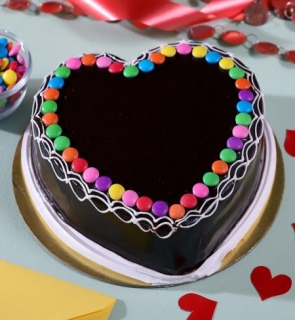 Heartshape Chocolate Gems Cake